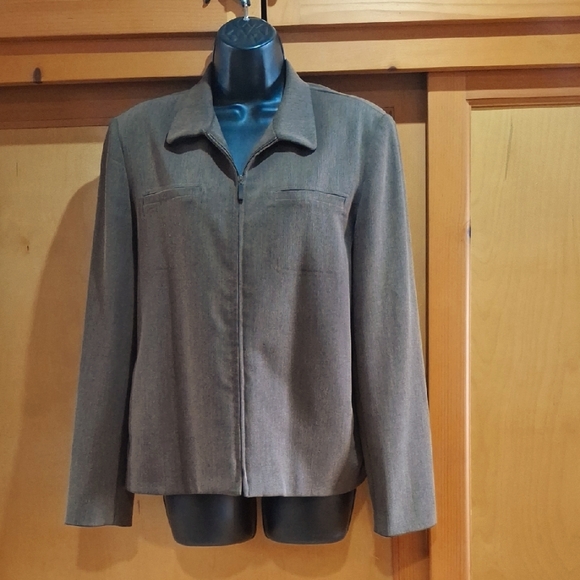 Rafaella Jackets & Blazers - Vintage Rafaella Zip Blazer, Size 12P. Heathered Brown